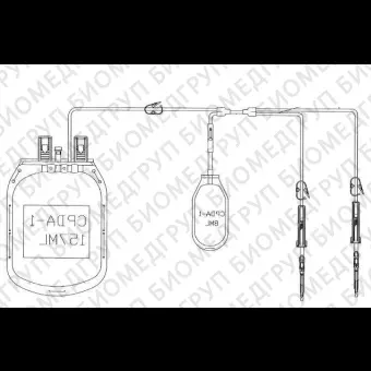 Контейнер для пуповинной крови, одинарный 157 мл, ЦФДА1 с портом для инъекции, с протектором иглы и контейнером для образцов крови