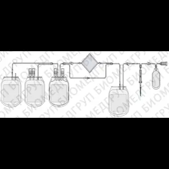 Контейнер для крови счетверенный 450/400/400/400 мл, ЦФД/САГМ, с адаптером для взятия образцов крови, с протектором иглы