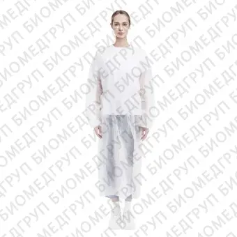 Элегрин, Халат одноразовый с завязками на спине, 25 г/м2, рукава на резинках, белый, 140 см, 1 шт