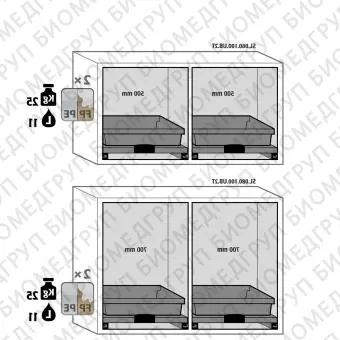 Тумбы для хранения негорючих опасных материалов, ширина 59  140 см, распашные дверцы, выдвижные полки SLClassicUB, Asecos, 3062289230624